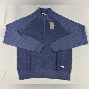 KJUS Golf Pullover Therma Yarn Half Zip Large Navy Blue Wool Polyester